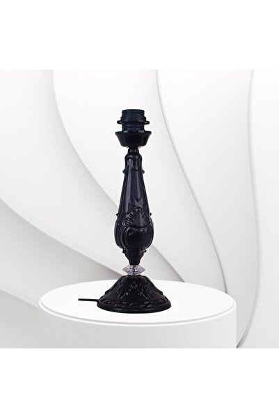 Dekovien Siyah Metal Abajur Ayağı Klasik Model Desenli Şık Tasarım AYK00245