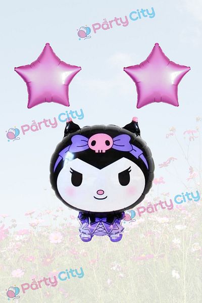 Party City Kuromi Themed Starry Birthday Celebration Foil Balloon Set