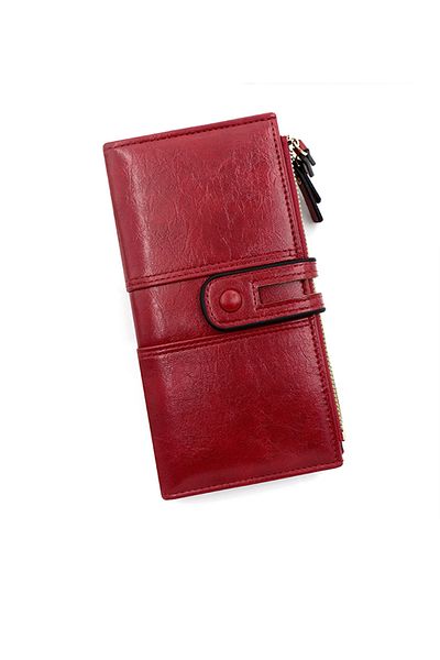 ETG Classic Stone Texture PU Leather Ladies Clutch for Women Long Wallet Large Capacity Zipper