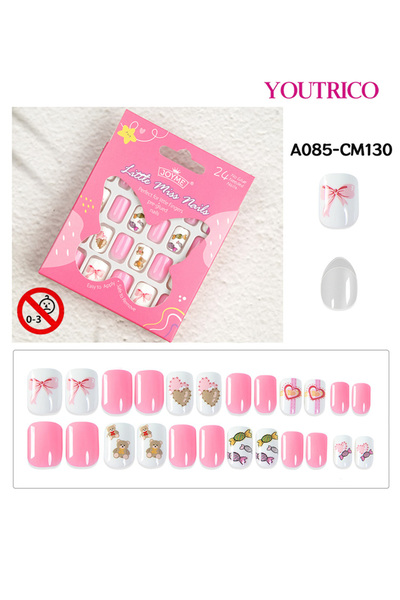 Youtrico 24 قطعة من أظافر الأطفال اللطيفة القابلة للضغط، أظافر صناعية للأطفال...