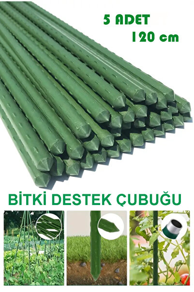 ART Bahçe Iç Dış Mekan 120cm-5 Adet Bitki Destek Çubuğu Metal Üzeri Pvc Kaplı 8mm