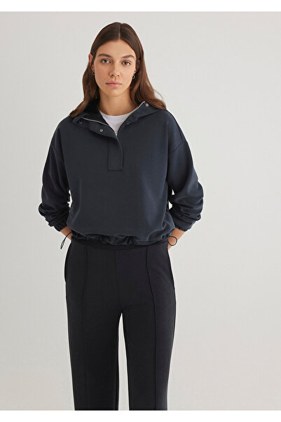 Mavi Sporty Lux Semi Zip Black Tencel Tm Modal Sweatshirt 1S10280-900