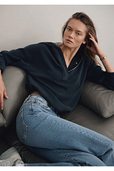 Mavi Sporty Lux Semi Zip Black Tencel Tm Modal Sweatshirt 1S10280-900