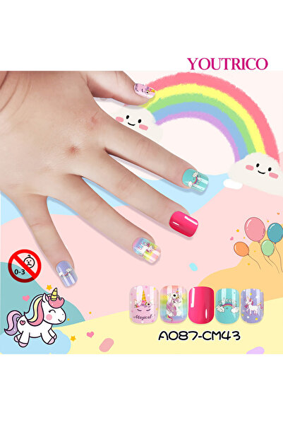 Youtrico 24 قطعة من أظافر الأطفال القابلة للضغط، كولت لطيف، أظافر صناعية للأطفال، مناسبة للأعمار من 3 سنوات فما فوق