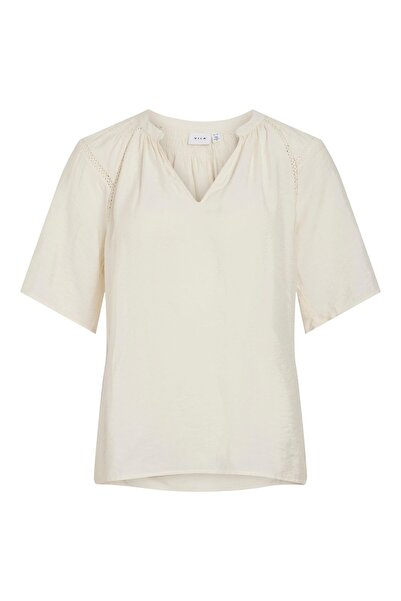 VILA Oberteil mit kurzen rmeln V-Ausschnitt