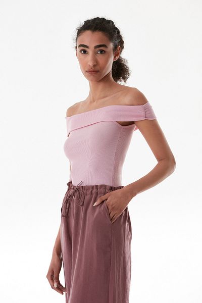 Fulla Moda Basic Madonna Collar Modal Μπλούζα