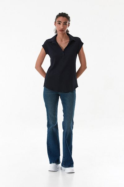 Fulla Moda Μπλούζα με γιακά πουκάμισο Basic Twist