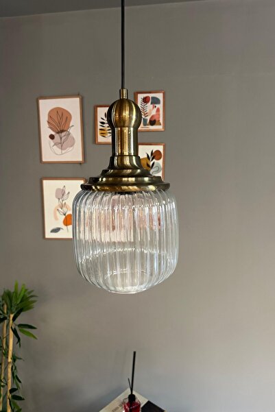 Bamyum Mopa Cam Şeffaf Tekli Avize Delikli Eskimte Başlık Retro Sarkıt Lamba ...