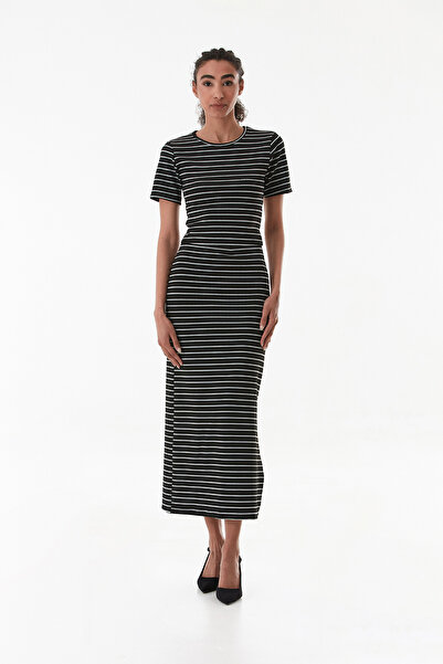 Fulla Moda Striped Crew Neck Crop Suit