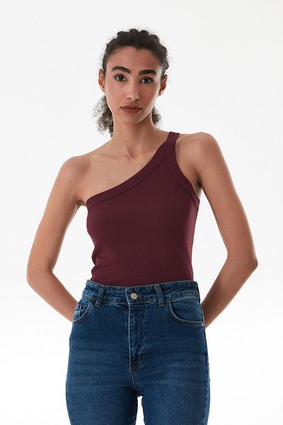 Fulla Moda Body modal cu un singur braț cu nervuri de bază