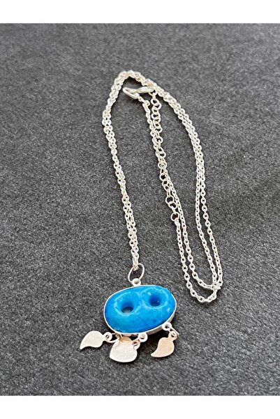 Silver SÜRYANİ NAZAR BONCUĞU HERCAİ GÜMÜŞ KOLYE