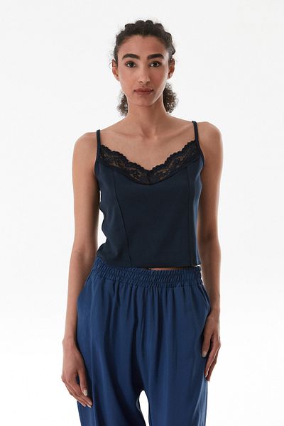 Fulla Moda Lace Rope Strap Modal Crop Body