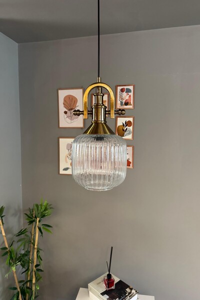 Bamyum Mopa Cam Şeffaf Tekli Avize Gemici Eskitme Başlık Retro Sarkıt Lamba R...