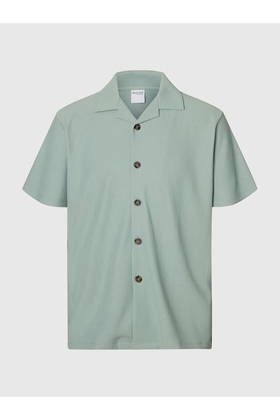 Selected Homme Kurzarmhemd Geripptes cuban collar