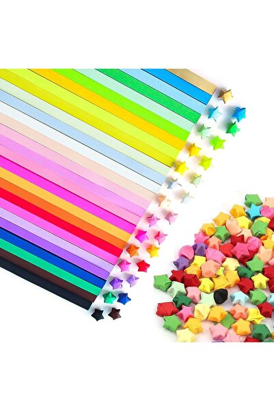 Yelajoy 1350 ورقة من ورق الأوريجامي على شكل نجمة، شرائط ورقية مزدوجة الجوانب ...