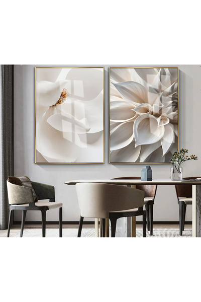 Harika bir ev Hari̇kabi̇rev | Soft | White-Cream Flowers Combination | Framed...