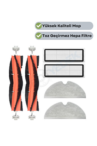 robotyedek Xiaomi Mop 2 Pro 3D - مجموعة فرشاة بديلة وفلتر Hepa متوافقة مع 6 قطع
