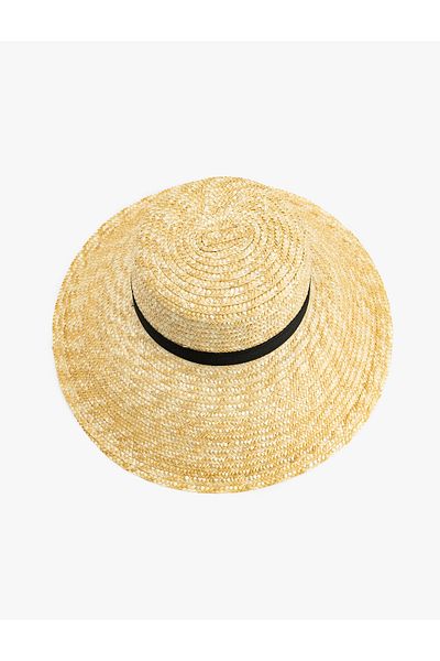 Koton Straw Bucket Hat with Band Detail