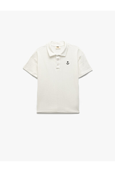 Koton Μπλουζάκι από βαμβακερό ύφασμα Terry με κοντό μανίκι με λεπτομέρεια για...