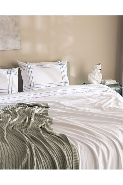 Madame Coco Holly Double 100% Cotton Duvet Cover Set - White/Turquoise