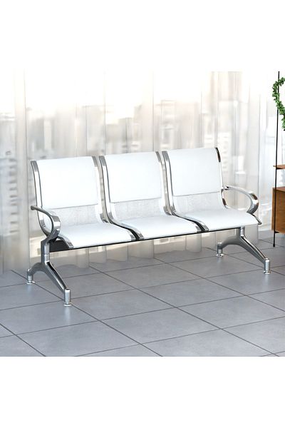 Mahmayi JX 3-Seater Outdoor Bench with Cushions- White