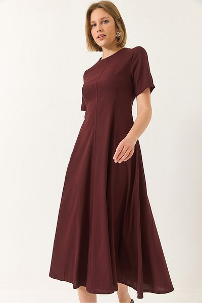 Bianco Lucci Rochie de vară Godeli cu mânecă scurtă, lungime midi, cu fermoar ascuns, 5999 60281036