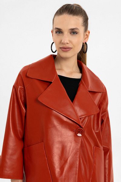 Deriderim Belis Tile Women's Double-Sided Genuine Leather Coat