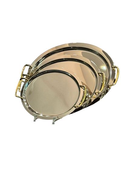 aljahwari Two-tone round serving tray set