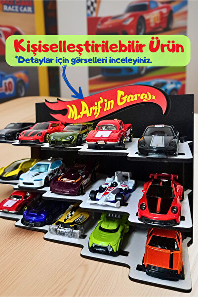 kalides Oyuncak Araba Rafı - Kişiye Özel - BEYAZ (1/64 ölçekli arabalar için ...