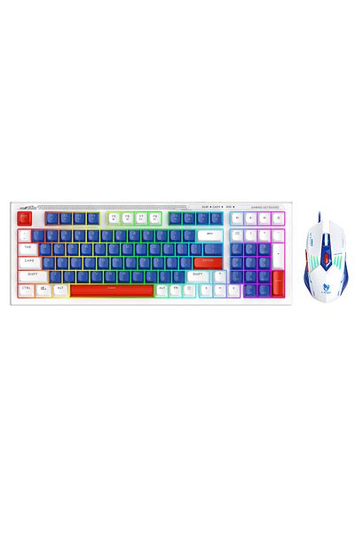 T-WOLF Gaming Keyboard and Mouse Combo, 98-Key Compact RGB Mechanical Feel Keyboard with Type-C Wired