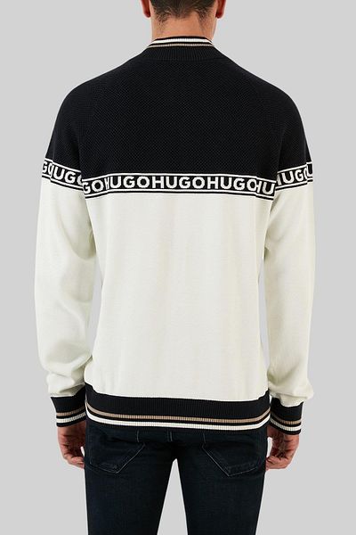 HUGO Cotton and Silk Blend Regular Fit Half Zipper High Collar Sweater Men's SWEATER 50492800 410