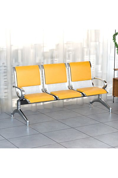 Mahmayi JX 3-Seater Outdoor Bench with Cushions- Yellow