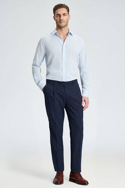 Hemington Wool-Cotton Blend Navy Blue Classic Woven Pants
