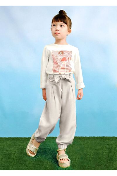 MAYORAL Κοριτσίστικο φαρδύ παντελόνι Jogger Cream 3556