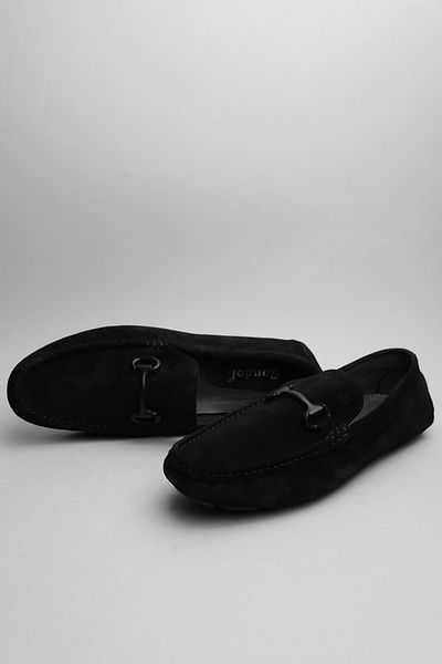 Gondol Loafer clasic pentru bărbați din piele naturală, piele de căprioară neagră 45 ttx.60134