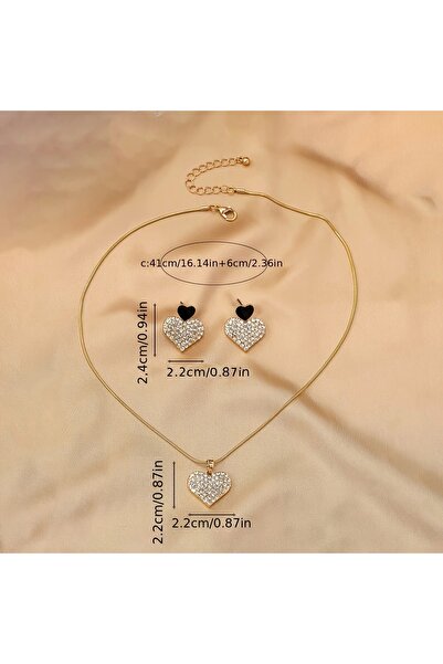Ayzen Fashionable Heart Pendant Earrings Set with Stones