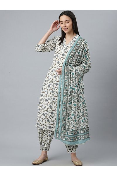 Libas By Styli طقم كورتا مستقيمة مطبوعة وسالوار مطبوع مع دوباتا