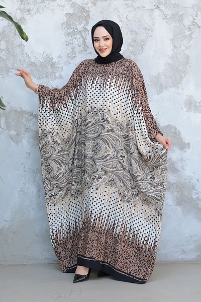 Neva Style Patterned Poncho Hijab Dress 40277Dsn