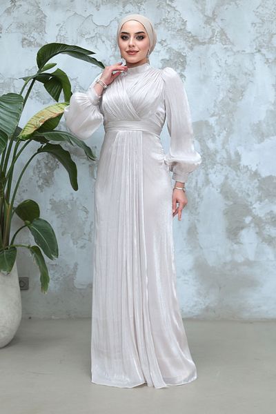 Neva Style Rochie de seară Hijab din piatră cu drapaj 50921TAS