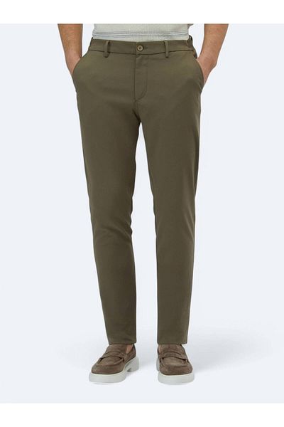 Kip Khaki Woven Casual Trousers