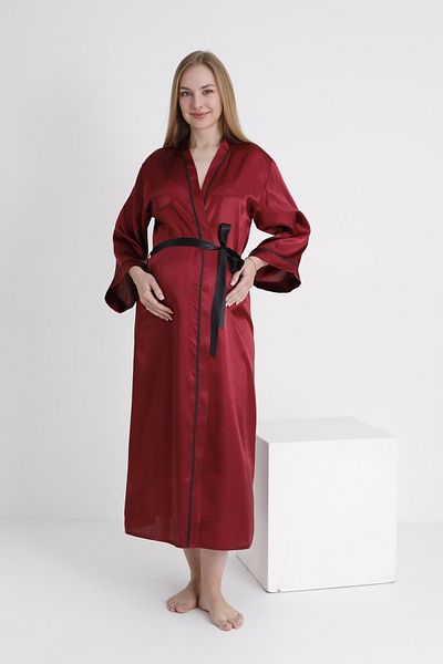 Miss Dünya Lissa Piping Bat Sleeve Maternity and Maternity Satin Dressing Gown