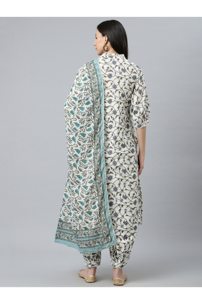 Libas By Styli Printed Straight Kurta and Printed Salwar with Dupatta Set