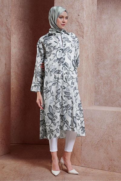Alvina Linen Tunic 44769 - Patterned and Effect