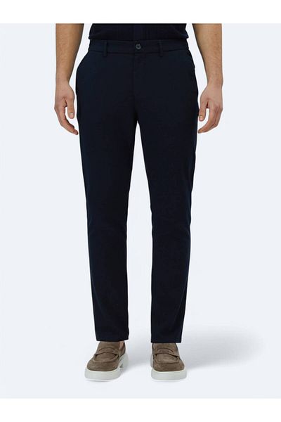 Kip Navy Blue Woven Casual Trousers