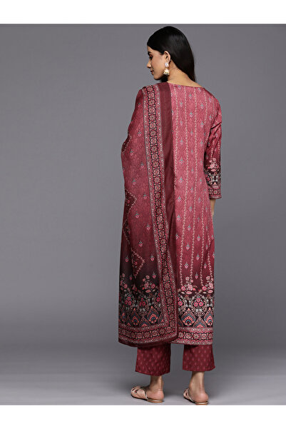 Libas By Styli All-Over Floral Print Kurta and and Mid Rise Trousers with Dupatta Set