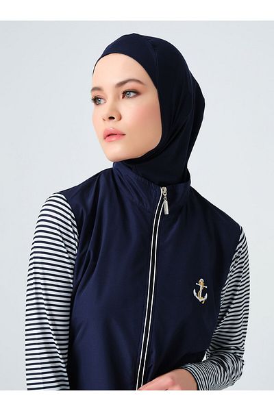 ALFASA Marin Long Sleeve Hijab Swimsuit - Navy Blue -