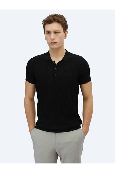 Kip Tricotaje cu model cu gât polo negru