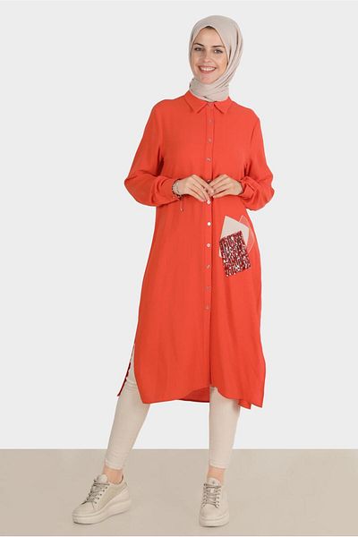 Alvina 42879 Model Sequin Embroidered Tunic