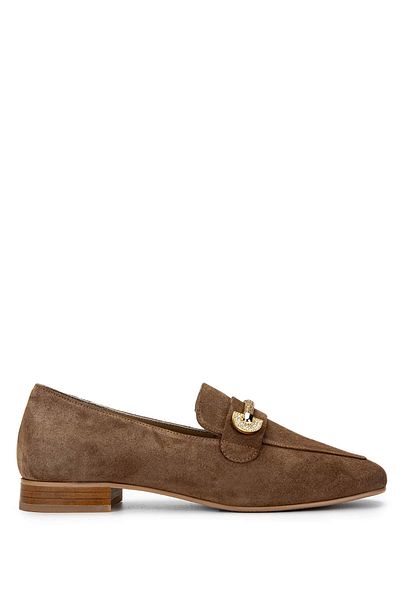 Tamer Tanca Women's Genuine Leather Tobacco Suede Loafer Shoes