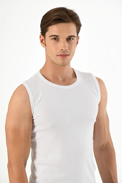 Mfö Life İç Giyim 6 Pieces Ribbed Crew Neck Zero Sleeve Men's Athlete 1St Quality Made from 100% Cotton Yarns.